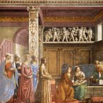 Ghirlandaio, The Birth of the Virgin, fresco, 1486-90, Tornabuoni Chapel, Santa Maria Novella, Florence.