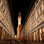 Giorgio Vasari et al, Uffizi (1560-80 as civil offices for Duke Cosimo I; 16th C a gallery open by request; 1765 officially open to public; 1865 formally a museum). Note: Palazzo della Signoria behind, Florence